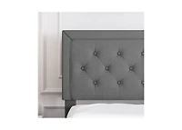 Slickblue Linen Upholstered Platform Bed with Button-Tufted Headboard