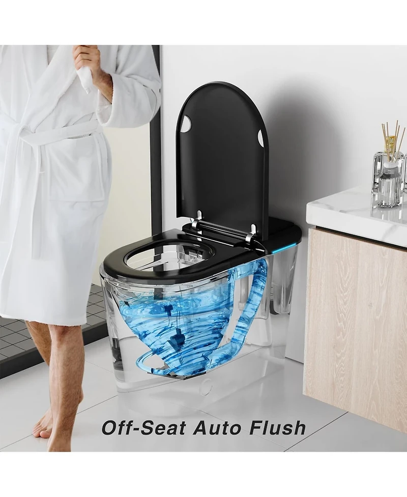 Lalahoo Smart Toilet with Tank Built in, Dual Auto Power Flush, Auto Open & Close, Foot Sensor Operation