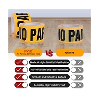 Pyle No Parking Barricade Tape, Set of 8 Rolls, 656' Length, Waterproof, Uv-Resistant, Tear-Resistant