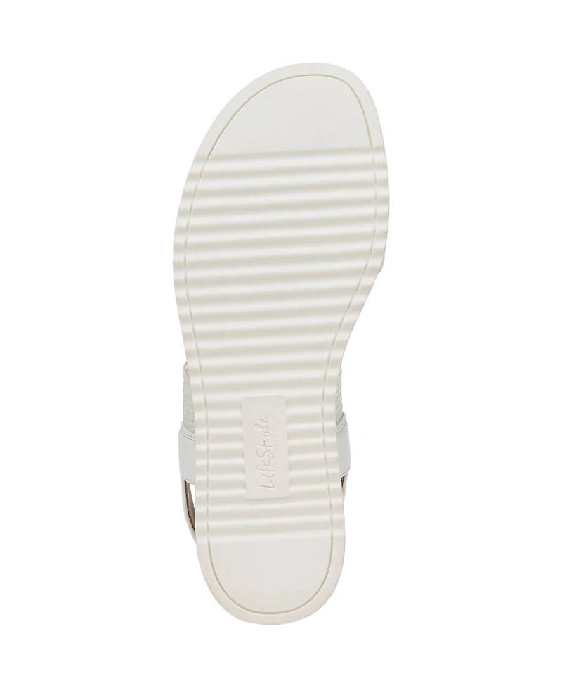 LifeStride Women's Zing Round Open Toe Wedge Slingback Sandals