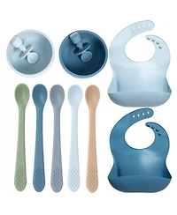 Sperric Toddler Silicone Essentials Set – Stacking Toy, Feeding Bibs, Suction Bowls with Spoons & First-Stage Spoons – Bpa-Free, Safe To