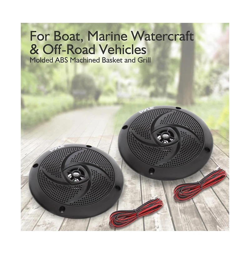 Pyle 4" Waterproof Rated Marine Speakers - Low-Profile Slim Style Speaker Pair, 100W