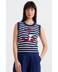 Chinti & Parker Women's Meets Peanuts Embroidered Snoopy Anchor Tank