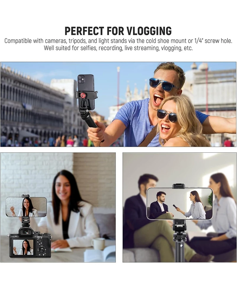 Neewer Metal Phone Tripod Mount with Cold Shoe Mounts, Freely Adjustable Joints Universal Phone Holder Compatible with iPhone 15 Pro Max Samsung Galax