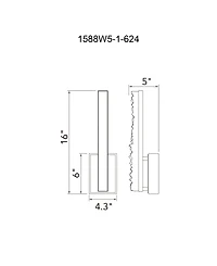 Cwi Lighting 16" Metal Stagger Integrated Led Wall Light