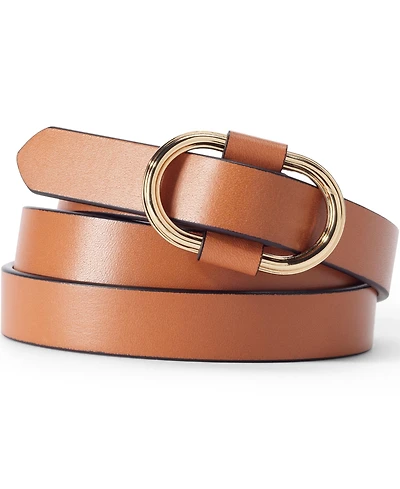 Lands' End Women's Adjustable Skinny Leather Belt