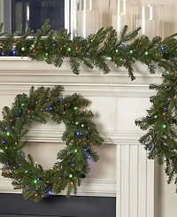 Seasonal 24" Dakota Pine Artificial Christmas Wreath, 50 Dual Led Lights