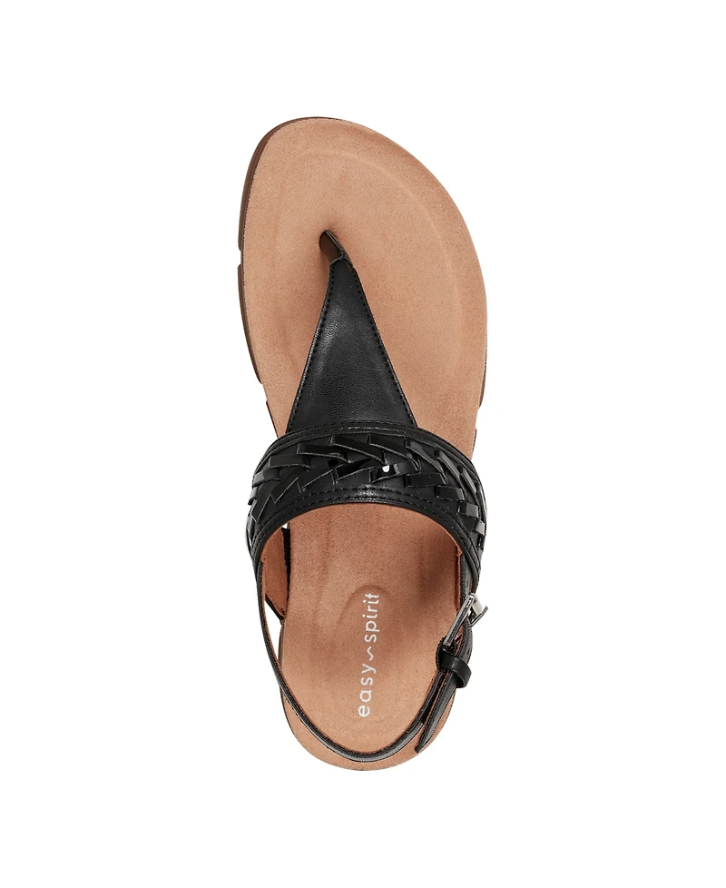 Easy Spirit Women's Monte Woven T-Strap Flat Sandals