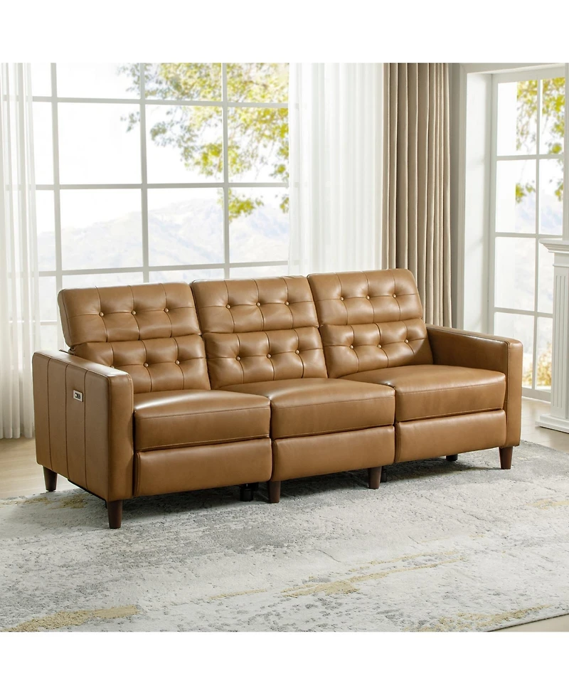 Hulala Home Milo 3-Piece Mid-Century Modern Power Sectional Sofa witn Adjustable Headrests and Tufted Backrest