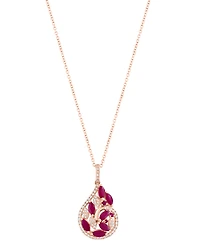 Effy Ruby (1-1/8 ct. t.w.) & Diamond (1/4 ct. t.w.) Marquise Teardrop Cluster 18" Pendant Necklace in 14k Rose Gold