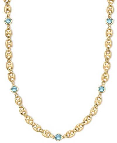 Amethyst Bezel Mariner Link 18" Collar Necklace (5 ct. t.w.) 14k Gold-Plated Sterling Silver