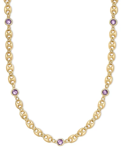Amethyst Bezel Mariner Link 18" Collar Necklace (5 ct. t.w.) 14k Gold-Plated Sterling Silver