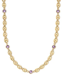 Amethyst Bezel Mariner Link 18" Collar Necklace (5 ct. t.w.) 14k Gold-Plated Sterling Silver