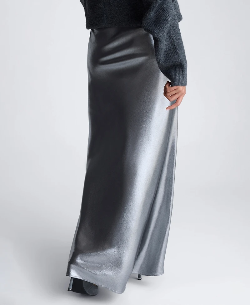 Kenneth Cole Women's Metallic Pull-On Bias Flared Maxi Skirt