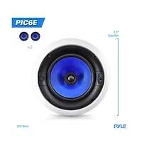Pyle 6.5" In-Wall / In-Ceiling Speaker System - 2-Way Full Range Stereo, Adjustable Treble Control, 250W Max Power Output