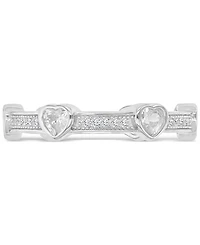 Cubic Zirconia Heart Bezel Stackable Band Sterling Silver