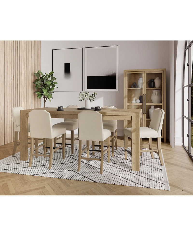 7pc Counter Height Dining Set (Davie Rectangular Table & 6 Hinsen Stools)