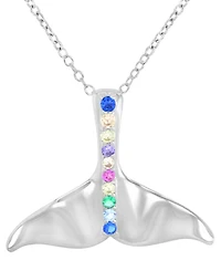 Whale Tail Pendant Necklace Sterling Silver, 18"