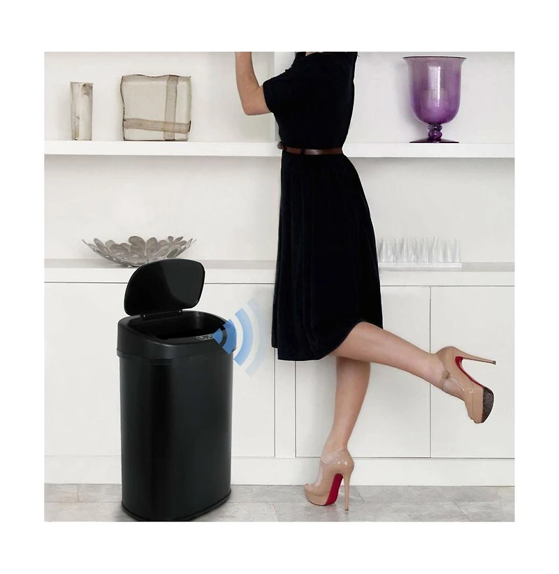 Slickblue Kitchen Trash Can with Touch-Free Motion Sensor Lid for Hands-Free Disposal