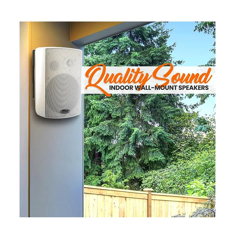 Pyle 5.25” Bluetooth Wireless Wall Mountable Speaker System with 2-Way Full Range Stereo Sound, 300W Rms