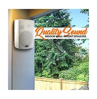 Pyle 5.25” Bluetooth Wireless Wall Mountable Speaker System with 2-Way Full Range Stereo Sound, 300W Rms