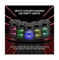 Pyle 8” Bluetooth Portable Pa Speaker with Built-in Rechargeable Battery, Flashing Party Lights, MP3/Usb/Fm Radio