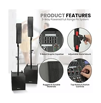 Pyle Wireless Bluetooth Streaming Active Pa Loudspeaker System with 2x12" Subwoofers & 4 Tweeters