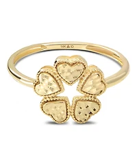Devata Clover Heart Ring in 14K Gold, Size 7, approx. 1.9 grams.