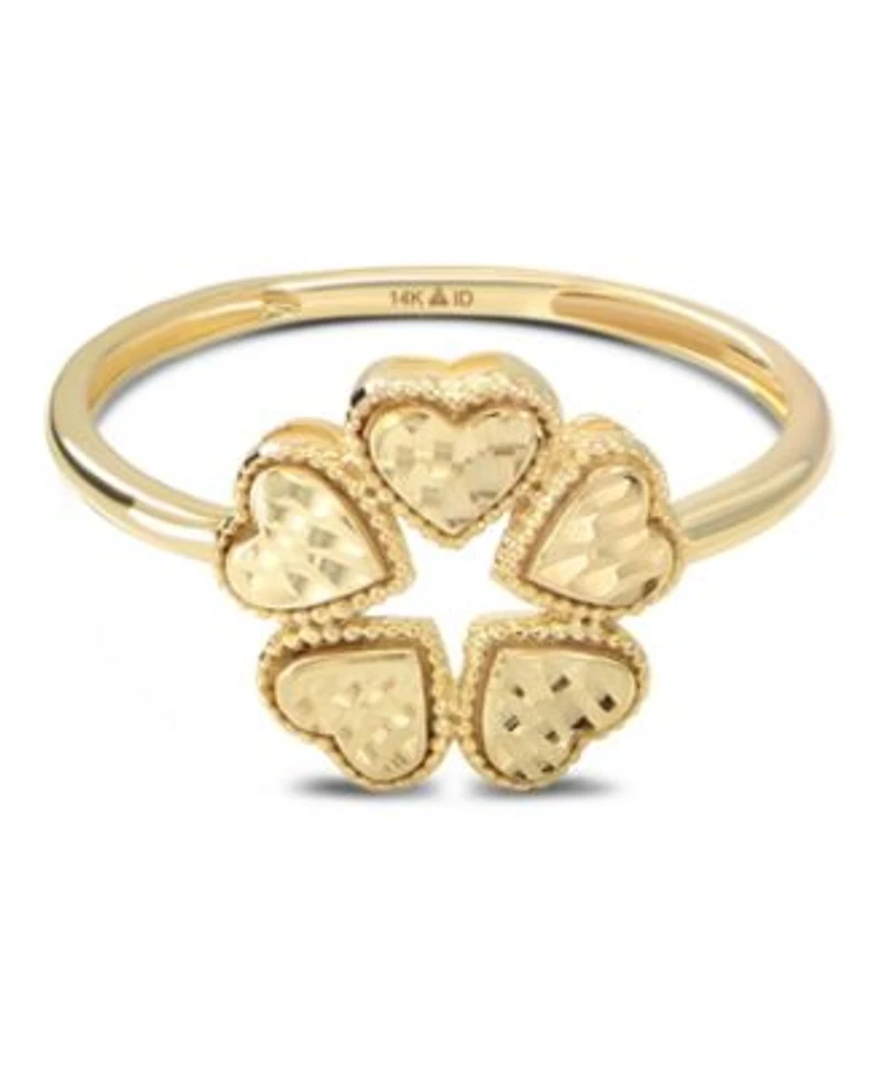 Devata Clover Heart Ring In 14k Gold Size 7 Approx. 1.9 Grams.