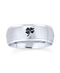 Bling Jewelry Stainless Steel Celtic Irish Shamrock Band Ring Matte Silver Tone