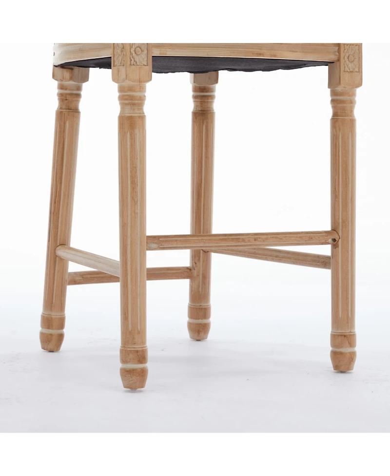 Solid Wood Bar Stools Set of 2, Rattan Back Kitchen Bar Chairs with Upholstered Seat-The Pop Home