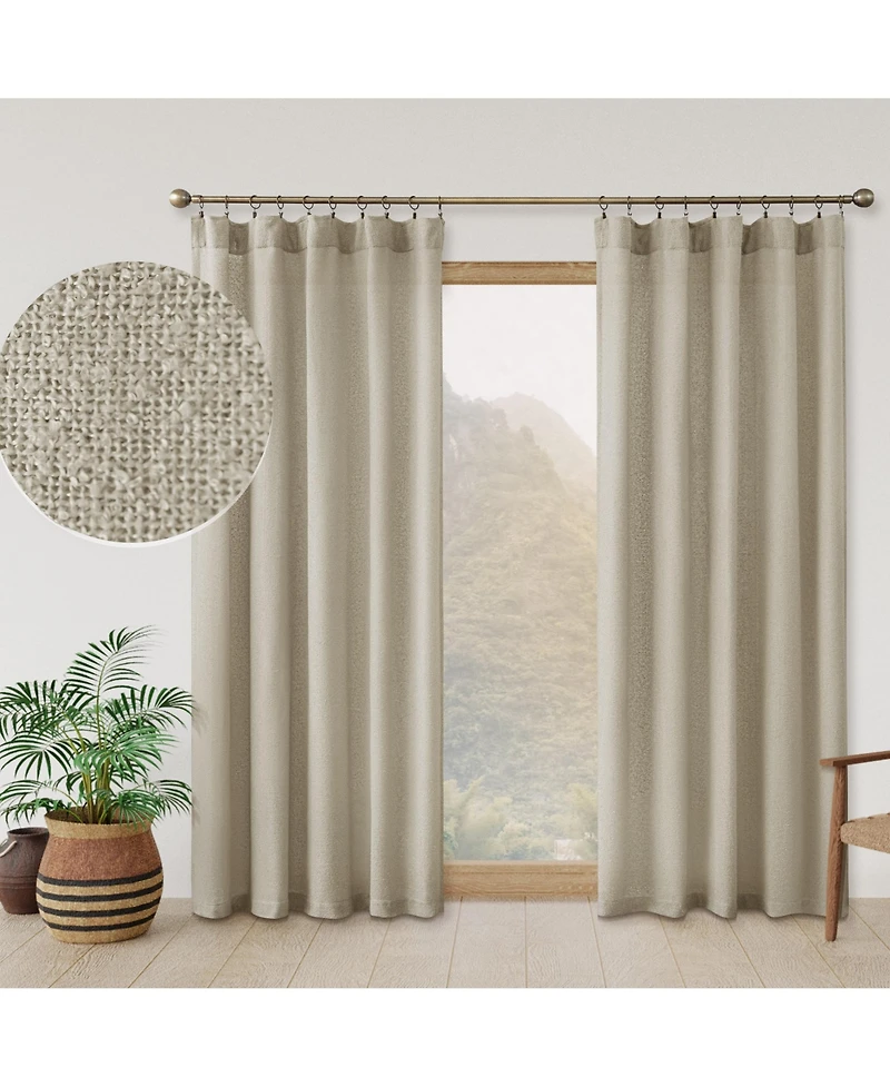 Boucle Light Filtering Back Tab Single Curtain Panel, 52"X96"
