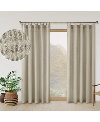 Boucle Light Filtering Back Tab Single Curtain Panel, 52"X96"