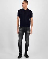 Guess Men's Elijah Short Sleeve Mesh Stripe Polo Shirt