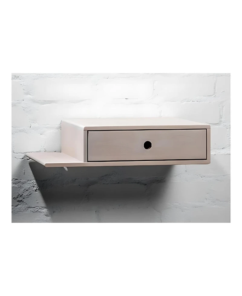 Woodek Floating Nightstand: Drawer, Open Left Shelf - Multifunctional Side Table For Bedroom