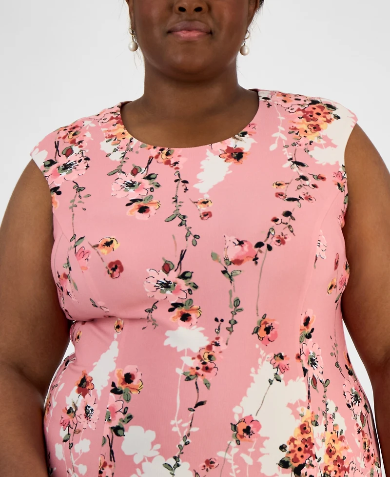 Connected Plus Size Otto Floral-Print Fit & Flare Dress