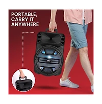 Pyle 12" Portable Bluetooth Pa Speaker System - Karaoke Speaker with Dj Led Lights, Usb/Fm/Bt/Aux, Remote Control