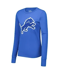 Majestic Women's Threads Amon-Ra St. Brown Blue Detroit Lions Player Name Number Long Sleeve T-Shirt