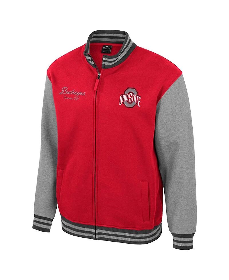 Colosseum Men's Scarlet Ohio State Buckeyes Ambi-Turner Full-Zip Varsity Jacket