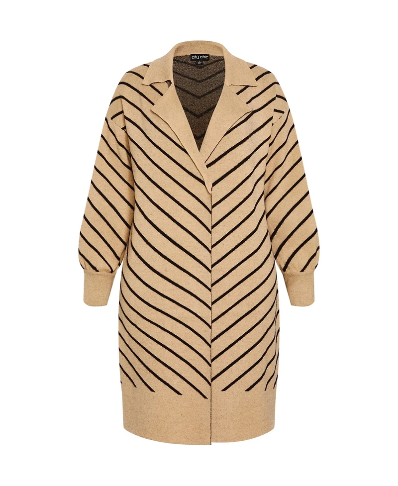 City Chic Plus Stripe Ivy Cardigan