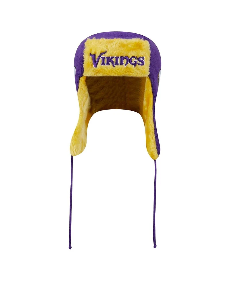 New Era Men's Purple Minnesota Vikings Helmet Head Trapper Knit Hat