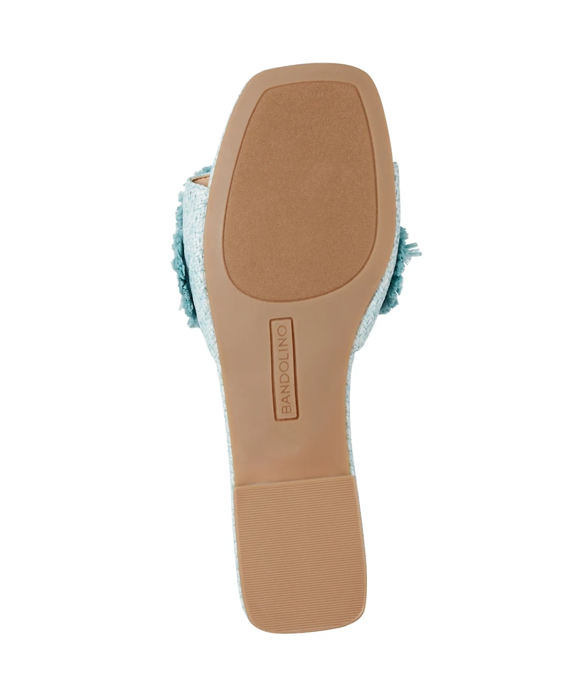 Bandolino Women's Marcell Flower Raffia Flat Slide Sandals