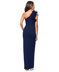 Xscape Petite One-Shoulder Ruffle Gown