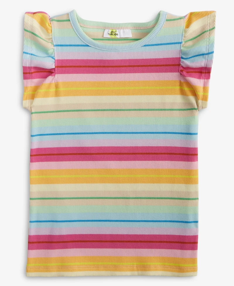 Epic Threads Toddler Girls Rib Flutter Stripe Tank Top, Exclusively at Macy's