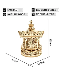 Robotime Music Box 3D Puzzles,Carousel Model Building Kits,Christmas Birthday Gift for Kids Girls Daughter Wife Girlfriend, Beige, 6.7"6.7"9.25"