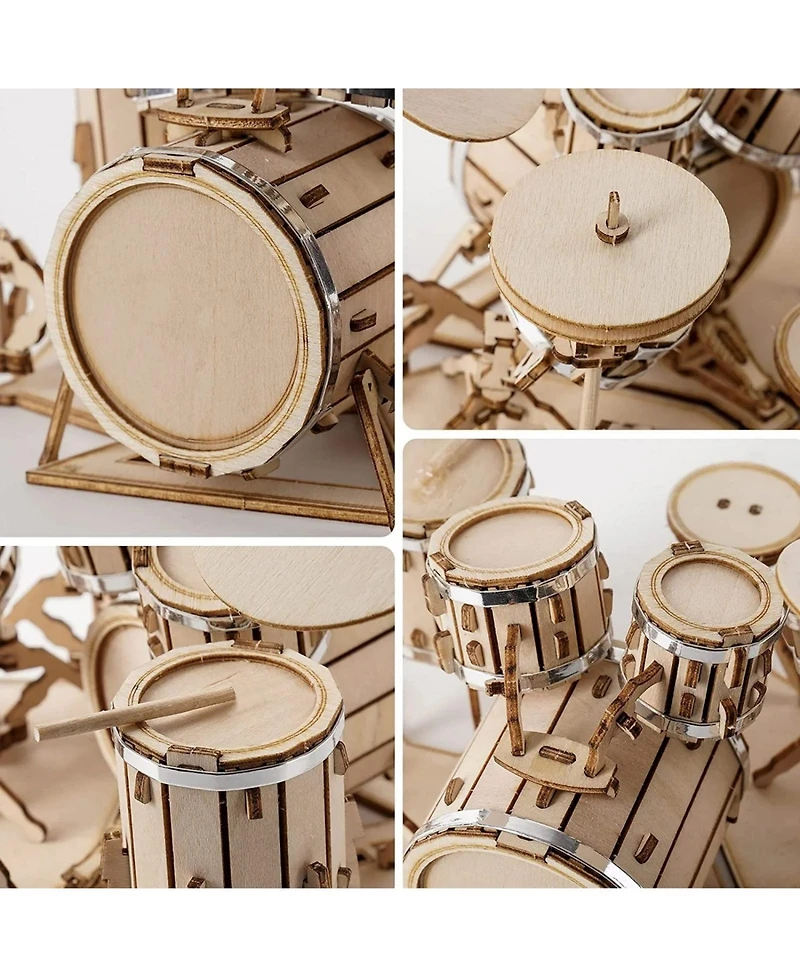 Robotime 3D Jigsaw Puzzle Wooden Diy Model Drum Craft Adorable Home Decoration for Teens, 7.5"5.3"4.3"