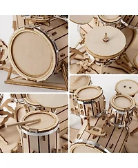 Robotime 3D Jigsaw Puzzle Wooden Diy Model Drum Craft Adorable Home Decoration for Teens, 7.5"5.3"4.3"