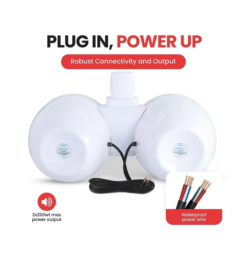 Pyle 8'' Dual Marine Wakeboard Speaker System with Led Lights, Water Resistant, White