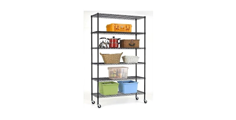 Slickblue Heavy Duty 6-Shelf Adjustable Metal Shelving Rack with Casters