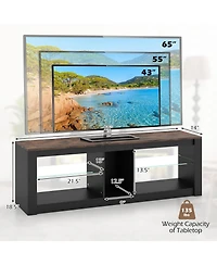 Gymax Tv Stand w/ Led Light for TVs up to 65 inch w/ Adjustable Tempered Glass Shelves